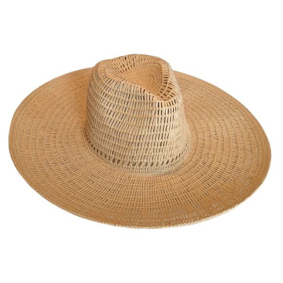 Universal Thread Round Straw Panama Beach Hat Tan Adjustable Fit - Picture 2 of 11